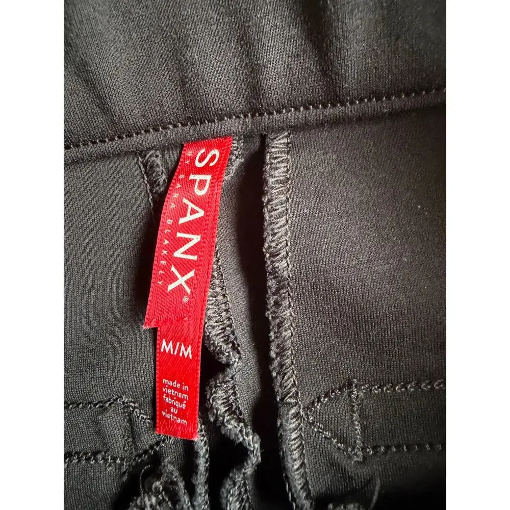 Spanx Women's Black Ponte Slim Pull-On Cropped Straight Leg Pants Size M